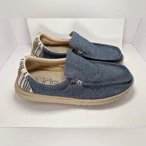 Hey Dude Mens Mikka Shoes Slip-On Chambray Navy Size 13 Casual Comfort Coastal